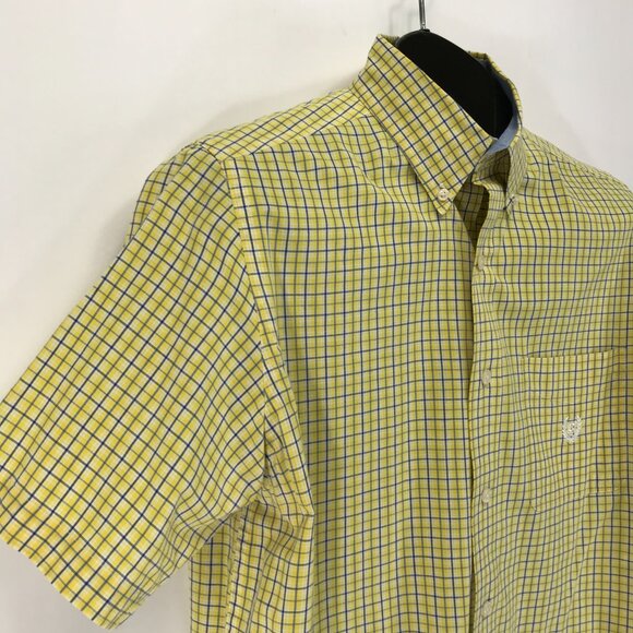 Chaps Easy Care Button Down Shirt Men's Medium Plaid Short Sleeve Woven Casual - Picture 4 of 12